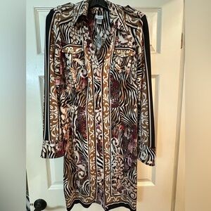 Cache Brown, Black & Gold Dress